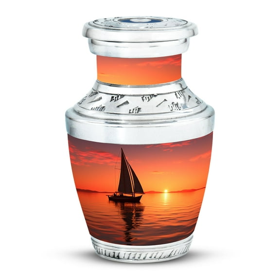 Crimson Sunset Sailing - Mosaic Urns For Human Ashes Adult - Urn For Mom Ashes - Funeral Urns For Adult Ashes Men - Cremation Memorial (Size-3inch,1pcs)