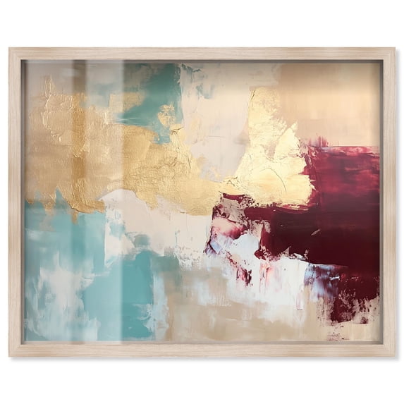 Crimson Tide III Shadowbox Print Abstract Decor by Art Remedy, Blonde Frame, 24 x 20