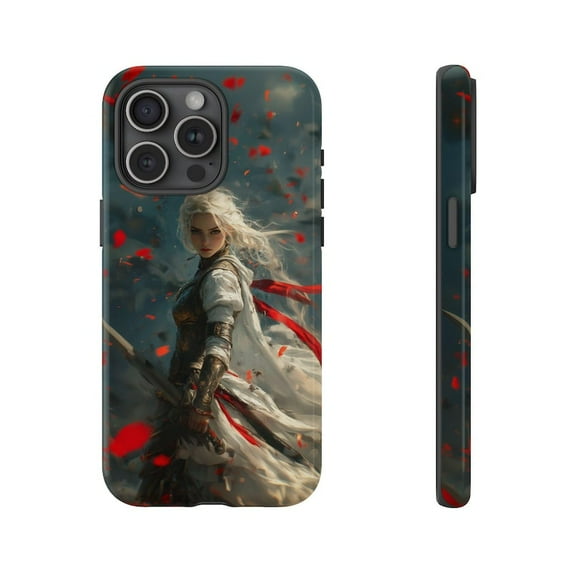 Crimson Warrior Girl in Battle Armor Scene iPhone Case 17 11 12 13 14 15 16 Pro Max