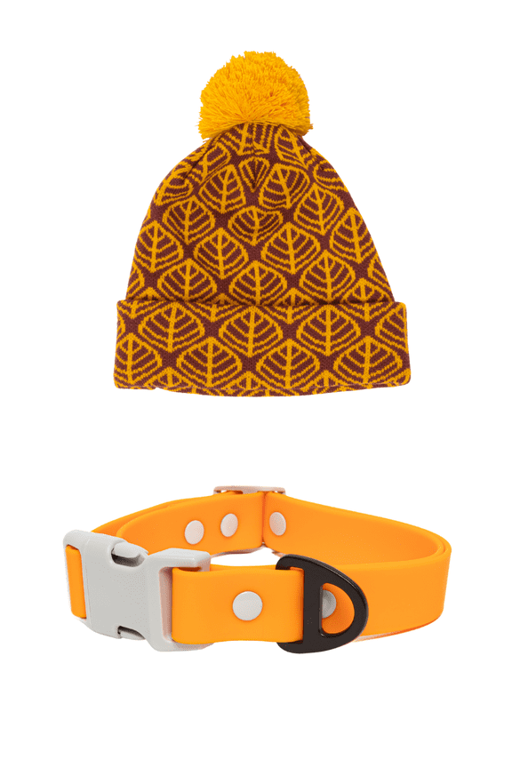 Crimson Winter Hat with Pom & Waterproof Collar Matching Set