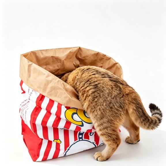 Crinkle Cat Sack, 25.6 x 19.7 Inch Large Cat Play Bag, Interactive Kraft Paper Cat Hideaway & Tunnel Toy, Foldable Cat House, Cute Room Decor