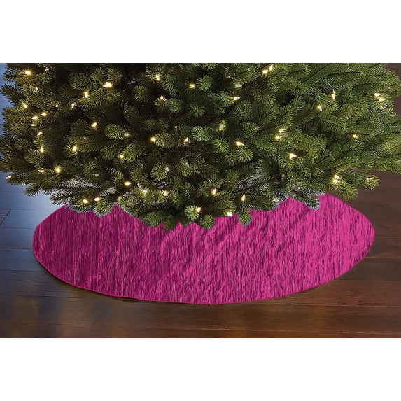 Crinkle Crushed Pattern Tree Skirt Christmas Decoration 54" Round