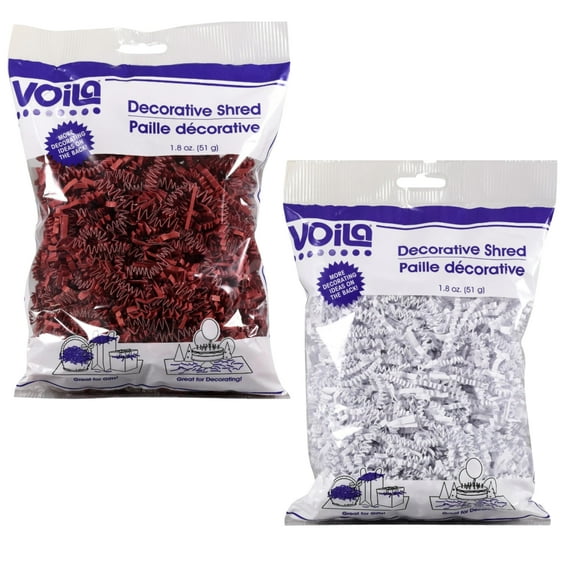 Crinkle Cut Decorative Paper Shreds 1.8oz Bag Red White Cut Paper Shred Filler for Valentine's Day Gift Wrapping Easter Basket Filling, Box Stuffing Filler, and DIY Birthday Gift Packaging Pack of 2