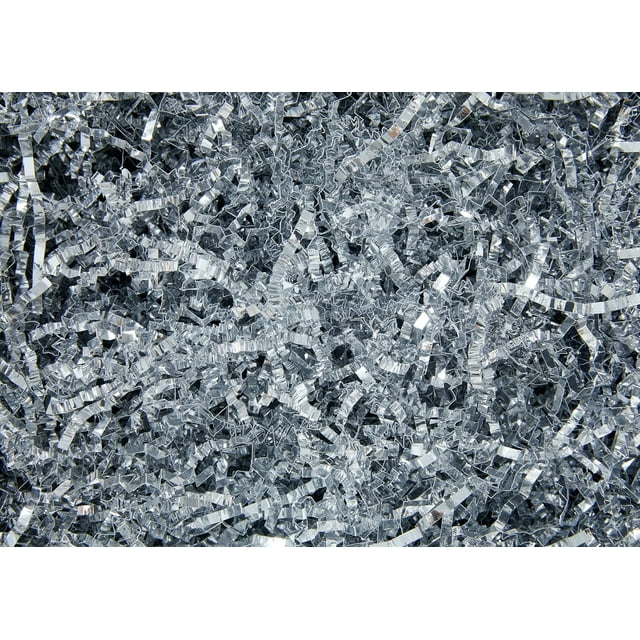 Crinkle Cut Paper Shred Filler, 0.55 LB Silver Conffetti Hamper Filling