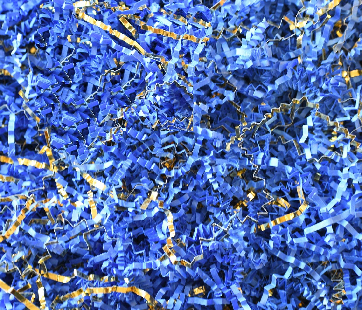 Crinkle Cut Paper Shred Filler Royal Blue & Gold for Gift Wrapping