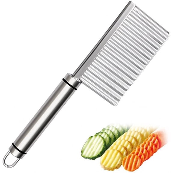 Crinkle Cutter,COMIART French Frey Cutter Stainless Steel Potato Fries Cutter Wave Crinkle Cut Knife Carrot Slicer