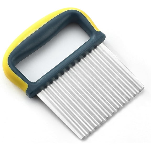 Crinkle Cutter with Cover French Fry Cutter Potato Knife Cutter Wavy Crinkle Cutting Tool Potato Cutter Veggie Chopper Veggie Slicer Fruit Vegetable Slicer Stainless Steel