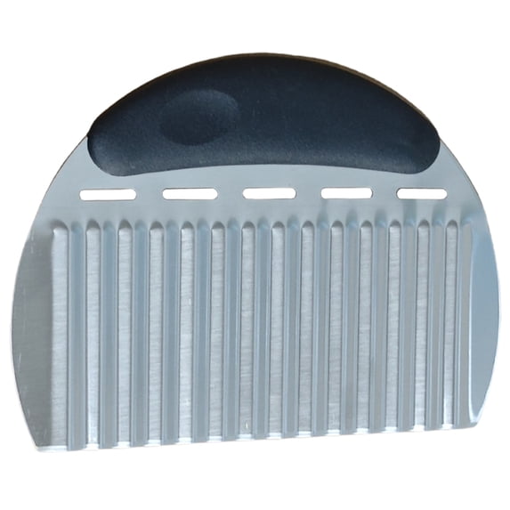 Crinkle Cutter French Fry Cutter,Heavy Duty Crinkle Potato Slicer Wavy Chopper,6.5x4.72 inch Stainless Steel Wavy Slicer Crinkle Cutting Chopping Tools with Handle for Carrot Vegetable (Black)