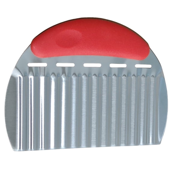 Crinkle Cutter French Fry Cutter,Heavy Duty Crinkle Potato Slicer Wavy Chopper,6.5x4.72 inch Stainless Steel Wavy Slicer Crinkle Cutting Chopping Tools with Handle for Carrot Vegetable (Red)