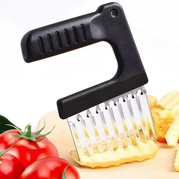 Crinkle Cutter Knife for Potatoes and Vegetables | Stainless Steel Wavy Fry Cutter & Veggie Slicer for Carrots, Tomatoes, Pickles | Kitchen Tool for Salad Prep, Stir Fry, and Picnics