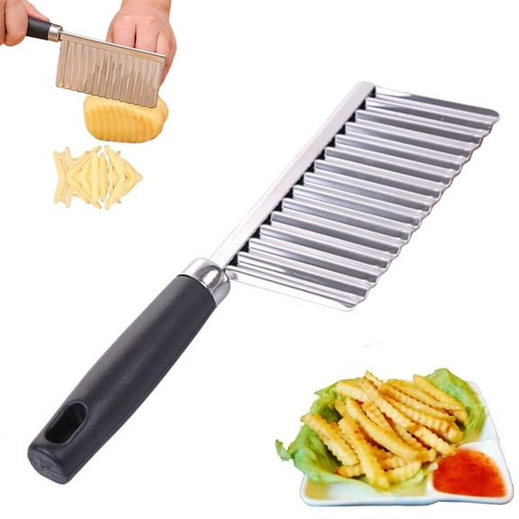 Crinkle Cutter Knife Stainless Steel Cutting Tool for Potato Carrot Chip Vegetable French Fry, Wavy Chopper Wave Slicer Steel Blade, Kids Lunch Accessories