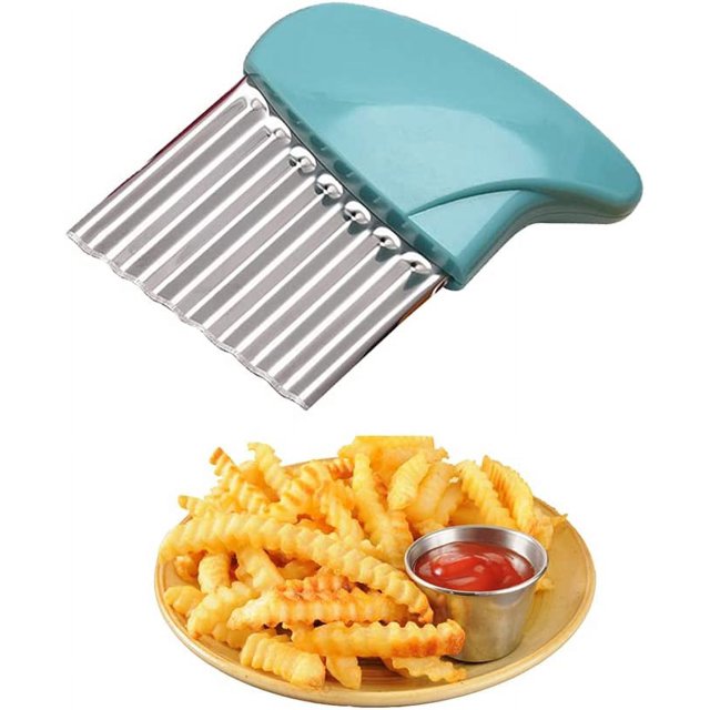 Crinkle Cutter for Potatoes,French Fry Cutter,Stainless Steel Wave
