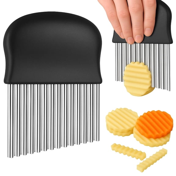 Crinkle Cutter Stainless Steel Wavy Cutter Crinkle Knife for Potatoes, Chips, French Fries and Vegetables