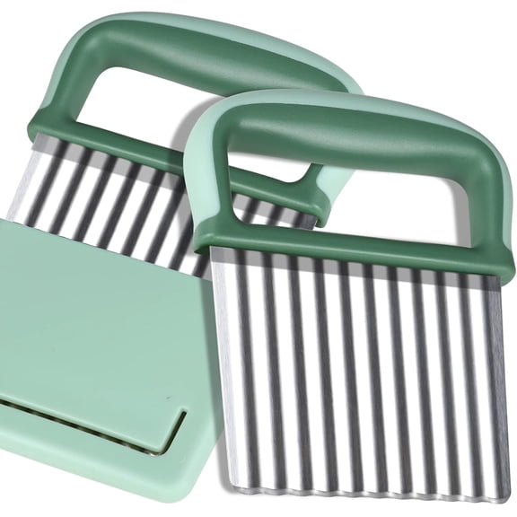 Crinkle Cutter,Wavy Crinkle Cutter Stainless Steel 2 PCS,Wavy Knife,Cutting Tool for Veggies,French Fry Potatoes