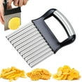 thumbnail image 1 of Crinkle Cutter for Veggies, Stainless Steel French Fry Cutter for Potatoes, Cucumbers, Carrots - Wavy Chopper, Waffle Fry Maker, 1 of 6