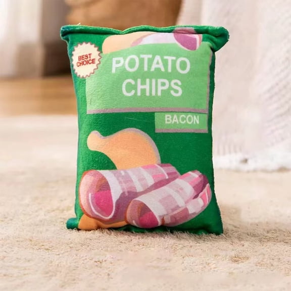 Crinkle Dog Toy with Squeaker for Aggressive Chewers, Simulated Potato Chip Shaped Puppy Teething Toy, Interactive Chew Toy for Cats and Small Dogs, Boredom Relief，D