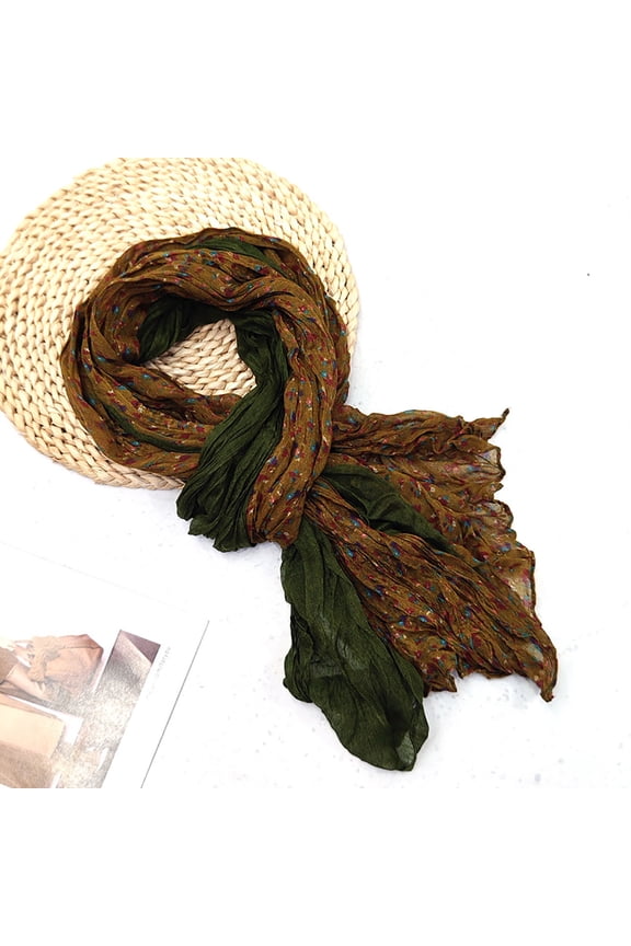 Crinkle Floral Print Women's Scarf - Versatile Boho Chic Lightweight Shawl Wrap