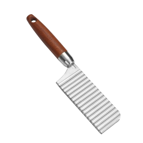 Crinkle Fry Cutter Knife - Multi-Purpose Wavy Blade Vegetable Chopper for Potatoes & More(Brown,24.5x11.5x5cm,1PCS)