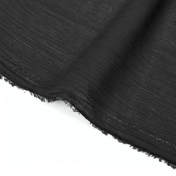 Crinkle Georgette Fabric 60 Inch 115 GSM Lightweight Sheer Polyester By The Yard - For Sewing Apparel, Curtains, Dye Sublimation & More - Black (1 Yard)