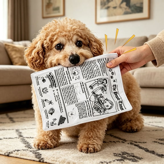 Crinkle Paper Dog Toy Squeaky Interactive Newspaper Plush with No Stuffing for Small Medium Breeds Washable 9.8 in