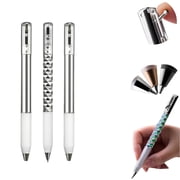 Crinkle Pen, Switch Pen, Crunchy Sensory Pen Geometric Crinkle Design Fidget Pen Metallic Geometric Morphing Ballpoint Pen Geometric Metal Shape Shifting Switch Pens