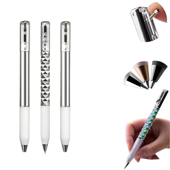 Crinkle Pen, Switch Pen, Crunchy Sensory Pen Geometric Crinkle Design Fidget Pen Metallic Geometric Morphing Ballpoint Pen Geometric Metal Shape Shifting Switch Pens