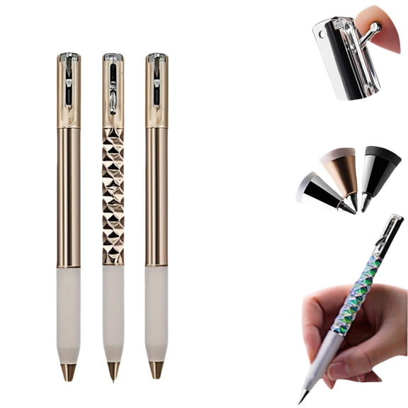 Crinkle Pen, Switch Pen, Crunchy Sensory Pen Geometric Crinkle Design Fidget Pen Metallic Geometric Morphing Ballpoint Pen Geometric Metal Shape Shifting Switch Pens
