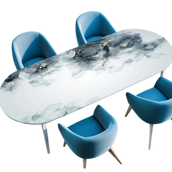 Crinkle Resistant Oval Tablecloth Elegant Marble Print Spillproof Coating Scratchproof Matter 36x60 42x60 Home Dining Decor