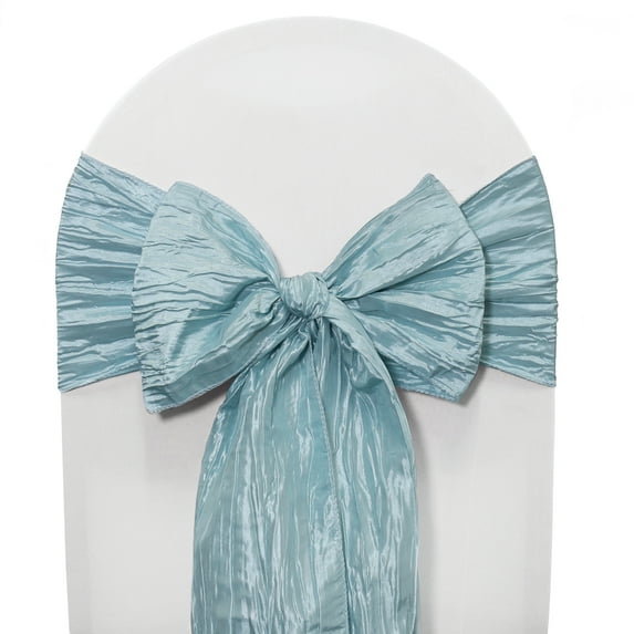 Your Chair Covers - Crinkle Taffeta Chair Sashes Dusty Blue