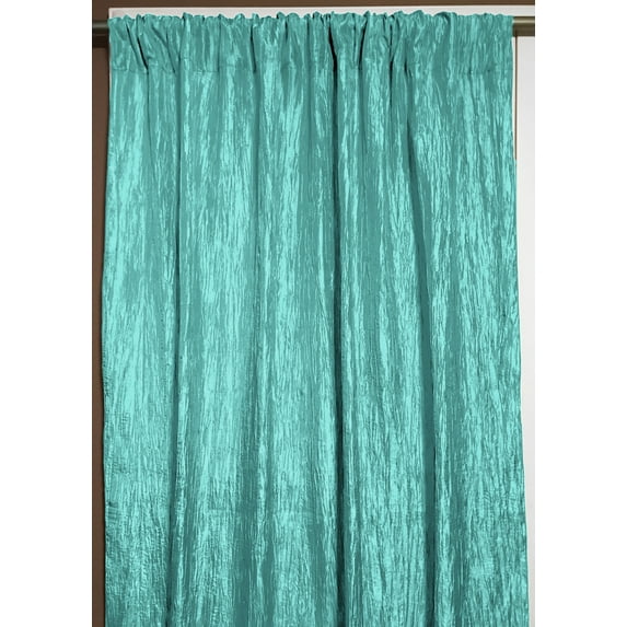 Crinkle Taffeta Crushed Pattern Single Curtain Panel 54 Inch Wide Aqua