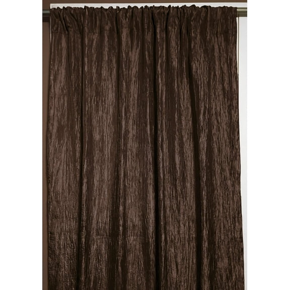Crinkle Taffeta Crushed Pattern Single Curtain Panel 54 Inch Wide Brown