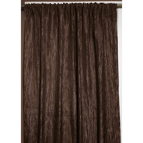Crinkle Taffeta Crushed Pattern Single Curtain Panel 54 Inch Wide Brown