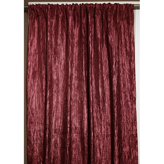 Crinkle Taffeta Crushed Pattern Single Curtain Panel 54 Inch Wide Burgundy
