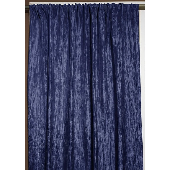Crinkle Taffeta Crushed Pattern Single Curtain Panel 54 Inch Wide Navy