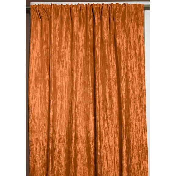 Crinkle Taffeta Crushed Pattern Single Curtain Panel 54 Inch Wide Orange