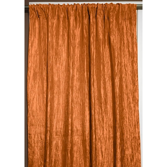 Crinkle Taffeta Crushed Pattern Single Curtain Panel 54 Inch Wide Orange