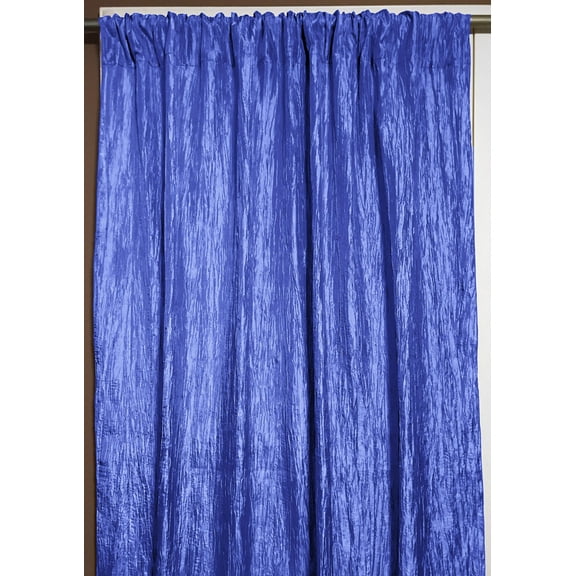 Crinkle Taffeta Crushed Pattern Single Curtain Panel 54 Inch Wide Royal Blue