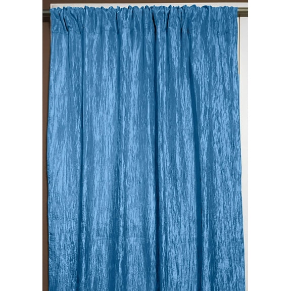 Crinkle Taffeta Crushed Pattern Single Curtain Panel 54 Inch Wide Turquoise