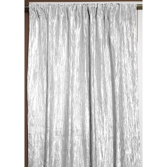 Crinkle Taffeta Crushed Pattern Single Curtain Panel 54 Inch Wide White