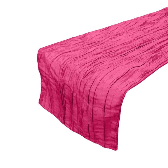 Crinkle Taffeta Crushed Style Decorative Table Runner Fuchsia