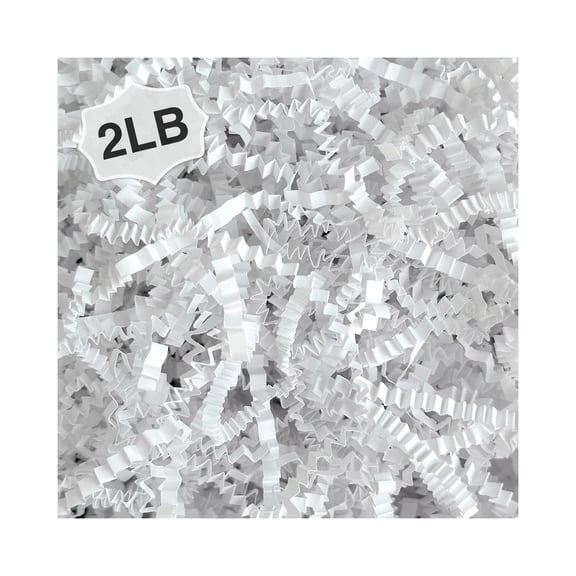 Crinkle cut paper shred filler,2LB bulk shredded stuffing for gift boxes baskets bags,decoive confetti for valentine's day holiday party wedding birthday christmas,white