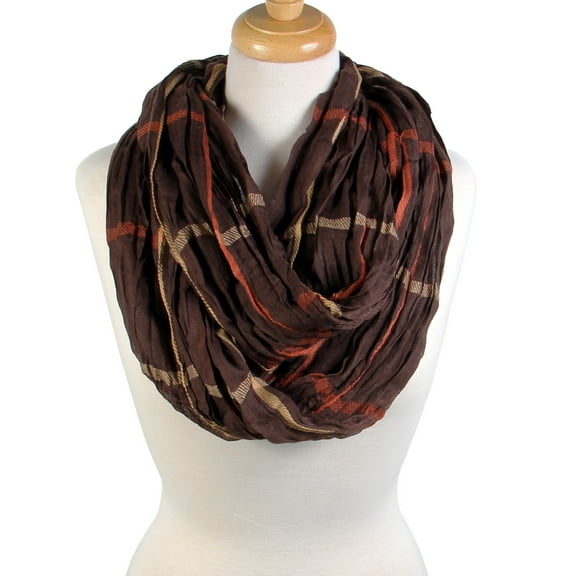 Crinkled Windowpane Plaid Sheer Lightweight Fashion Scarf