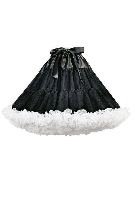 Crinoline Underskirt Petticoat A-line Short Ball Gown Half Slips Hoopless Black