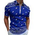 thumbnail image 1 of Crip Men Zipper T-shirt Summer Casual Short Sleeve T-shirt Top, 1 of 7
