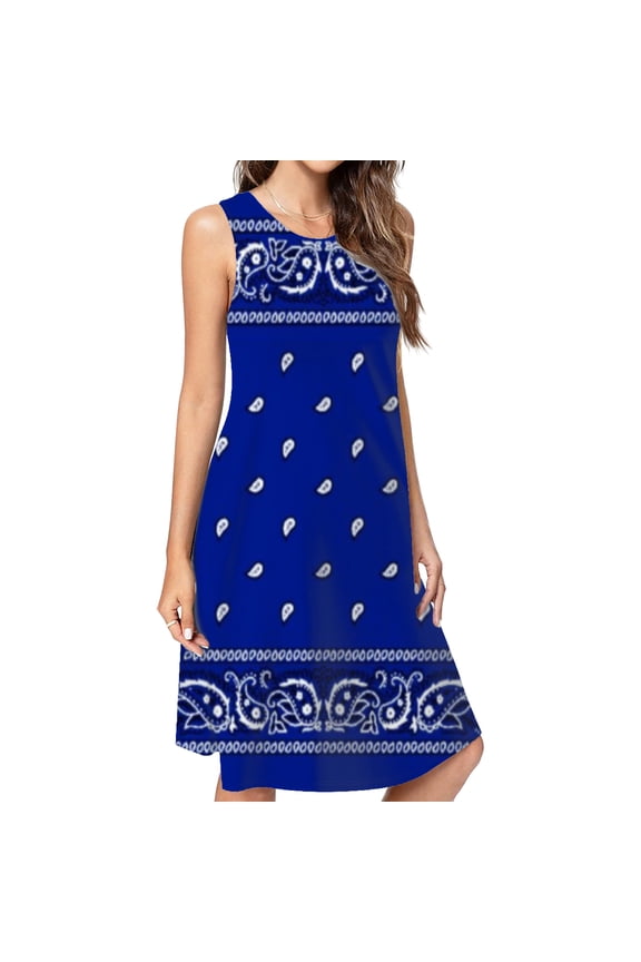 Crip Spring Summer Dresses For Women Fashion Dress Casual Sleeveless Loose Sundress With Pockets