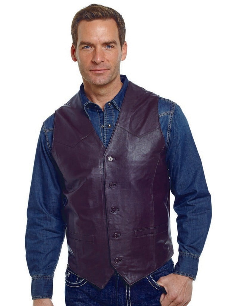 Cripple Creek Outerwear Vest Mens Leather Button Front ML3059T