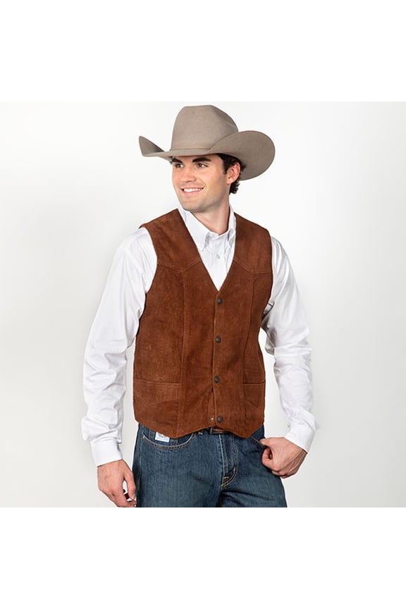 Western Vest Mens Suede Buttons XL Cognac ML3061