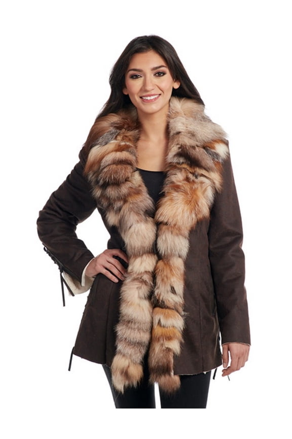 Western Jacket Womens Faux Fox Fur M Pinecone CR16344