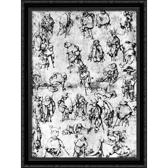 Cripples 28x38 Large Black Ornate Wood Framed Canvas Art by Hieronymus Bosch