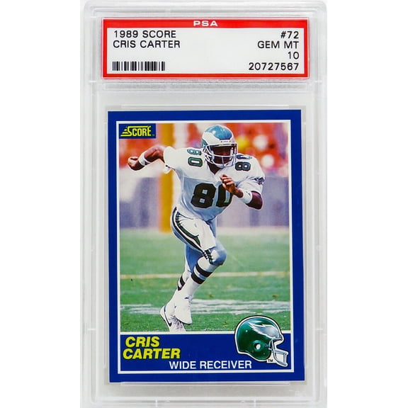 Cris Carter (Philadelphia Eagles) 1989 Score Football #72 RC Rookie Card - PSA 10 GEM MINT